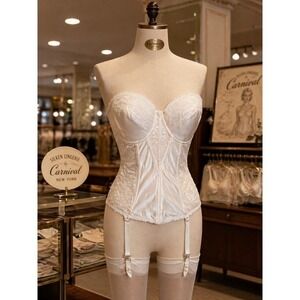 Carnival 50s Vintage Strapless‎ Lace Bustier Corset With Garters Ivory White 40C